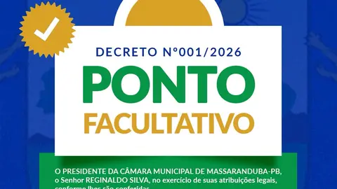Câmara decreta Ponto Facultativo para o Carnaval 2026