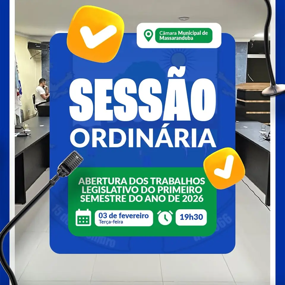 Câmara de Massaranduba convida para Abertura dos Trabalhos Legislativos 2026